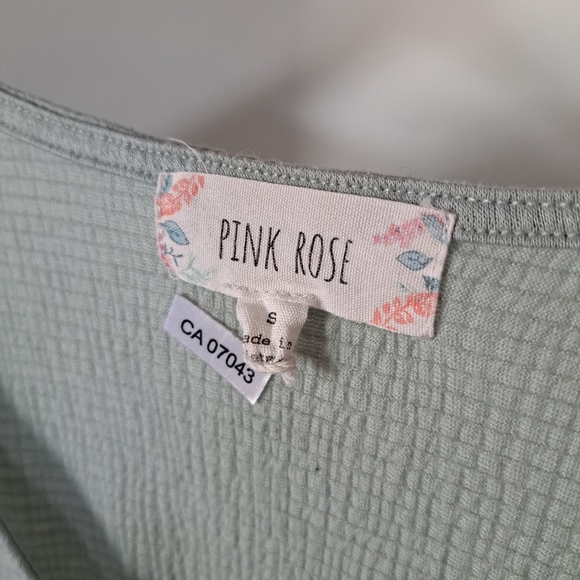 Pink Rose | Mint green womans t shirt with key hoke tie up - Picture 4 of 12